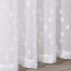 MYSKY HOME Pom Pom White Sheer Curtains for Bedroom Girls Room Curtains 108 Inches Long for Nursery Kids Light Filtering Boho Window Drapes, Rod Pocket, 38" Wide, 2 Panels