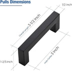 JOY DECOR Cabinet Handles, Black Cabinet Pulls, 2 Pack Kitchen Closet Handles 3 Inch, Square Drawer Pulls Stainless Steel Drawer Hardware, 76mm Hole Centers