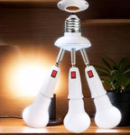 3-in-1 Light Socket Extender, E26/E27 to 3 Bulb Adapter with Adjustable Arms, 360° Rotatable for Ceiling Fan/Lamp Holder, UL Listed, Extension Splitter with Power Switch(White)