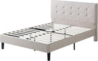 ZINUS Ibidun Upholstered Platform Bed Frame, Mattress Foundation, Wood Slat Support, No Box Spring Needed, Eco Friendly WonderBox (TM), Easy Assembly, Soft Beige, King