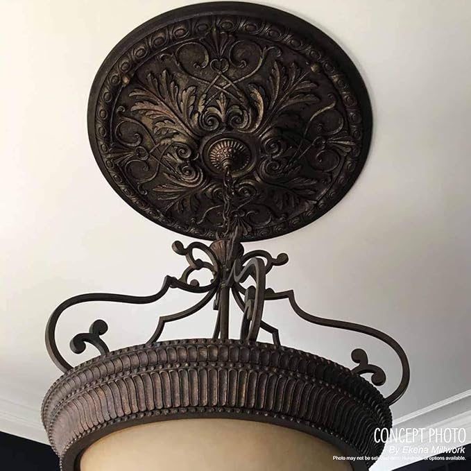 Ekena Millwork CM12BR Bradford Ceiling Medallion, 12 1/2"OD x 3 7/8"ID x 3/4"P (Fits Canopies up to 6 5/8"), Primed