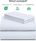 LuxClub 4 PC Sheet Set Bed Sheets Deep Pockets 16" Eco Friendly Wrinkle Free Cooling Machine Washable Hotel Bedding Silky Soft - Baby Blue Queen