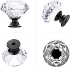 Ravinte 10 Pack Crystal Drawer Knobs - Glass Cabinet Knobs with Black Base - Diamond Shaped - 30 mm