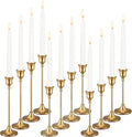 Set of 12 Brass Gold Candle Holder Candlestick Holders Taper Candle Holders Metal Candle Stick Wedding Centerpieces for Tables Candlelight Dinner Home Decor(Candles not Include)