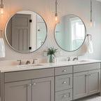 ANDY STAR 36" Chrome Round Mirror, Round Chrome Mirror, Polished Silver Large Vanity Mirror Metal Framed for Living Room, Dining Room, Fireplace