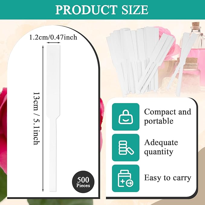 500 Pieces Perfume Tester Strips - Perfume Blotter Essential Oils Paper Test Strips -Premium Fragrance Tester Strips for Scent Evaluation - Fragrance Strips for Aromatherapy & Spice Oils (White)
