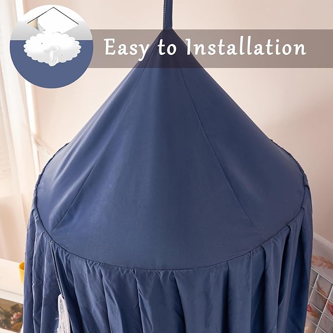 dix-rainbow Princess Decor Canopy for Kids Bed, Soft and Durable Bed Canopy for Girls Room Tent Canopy Dreamy Mosquito Net Bedding, Children Reading Nook Canopies Indoor(Blue)