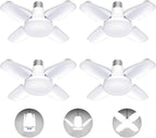 4Pack LED Garage Light Bulb, Mini 50W LED Garage Ceiling Lights 4+1 Adjustable Panels,5000Lumen Garage LED Light Bulb,E26 6500K Daylight LED Shop Lights for Garage,Kitchen,Living Room,Attic Light