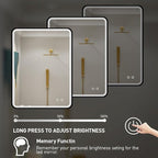 32X24 Inch LED Bathroom Mirror with Light, Black Metal Frame Mirror, Wall Mounted Lighted Vanity Mirrors for Wall, Anti Fog Dimmable Led Mirror for Makeup