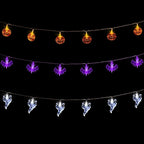 AOSTAR Set of 3 Halloween Lights (20 LEDs Orange Pumpkins, Purple Bats, White Ghosts), Battery Operated String Lights for Halloween Decorations Outdoor & Indoor