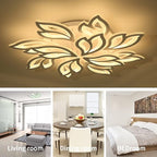 Garwarm Modern Ceiling Light,32” Dimmable LED Chandelier Flush Mount Ceiling Lights,Remote Control Acrylic Leaf Ceiling Lamp Fixture for Living Room Dining Room Bedroom Kitchen(90W /White)