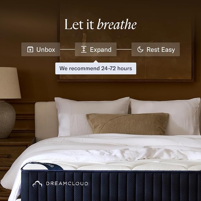 DreamCloud Luxe 14" California King Mattress - Luxury Hybrid Gel Memory Foam - 365 Night Trial - Fiberglass Free - Forever Warranty - Mattress in a Box - CertiPUR-US Certified
