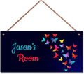 Personalized Sign Butterfly Themed Sign For Kids Room Nursery Door Decor,Custom Name Wall Art Decor Decorative Plate for Boys Bedroom Girls Room Little Man Cave