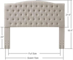 24KF Upholstered Tufted Button Linen Fabric Headboard,Comfortable Fashional Headboard Queen/Full Size,Linen