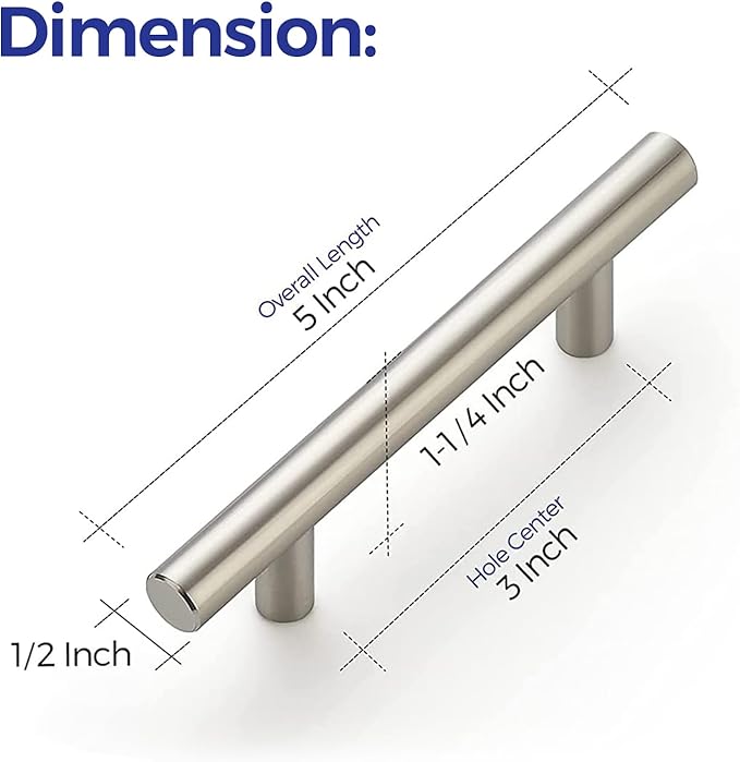 Ravinte 50 Pack | 5 Inch Cabinet Pulls Brushed Nickel Stainless Steel Kitchen Cupboard Handles Cabinet Handles 5 Inch Length, 3 Inch Hole Center