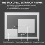 Koonmi 20x28 LED Bathroom Mirror, Backlit + Front Lit, LED Bathroom Mirror with Lights for Wall, 3 Colors, Anti-Fog, Dimmable Brightness, Memory Function, Tempered Glass