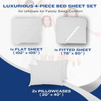 DREAMCARE Twin XL Sheet Sets - 4pc Cooling Sheets XL Twin Sheets - Twin XL up to 21” Deep Pocket – Hotel Luxury Extra Long - White