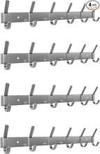 Coat Rack Wall Mount – Brushed Nickel 17 Inch Stainless Steel Hook Rail with 6 Heavy Duty Double Coat Hooks – Wall Mounted Coat Hanger for Entryway, Bathroom, Bedroom, Towel, Hat Organizer - 4 Pack