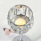 3 Arms Crystal Candle Holders, Arch Candlestick Table Candelabras Centerpieces for Wedding, Dinning Room, Cabinet Ornaments, Home Decoration， Gift (3-arm Arched Set, Silver)