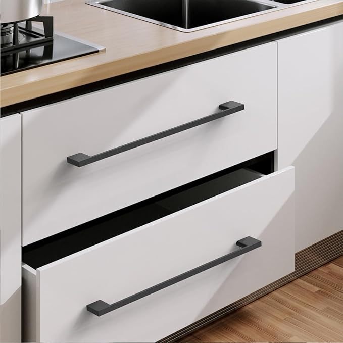 6 Pack Matte Black Cabinet Pulls 12.5 Inch Cabinet Handles Kitchen Cabinet Hardware Wardrobe Pulls Kitchen Handles for Cabinets Black Dresser Pulls Drawer Handle