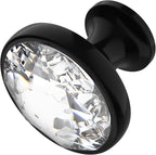 Alzassbg 10 Pack Clear Crystal with Matt Black Base Cabinet Knobs, 1-3/8 Inch (35mm) Diameter Cabinet Hardware Round Crystal Knobs for Drawers AL1011