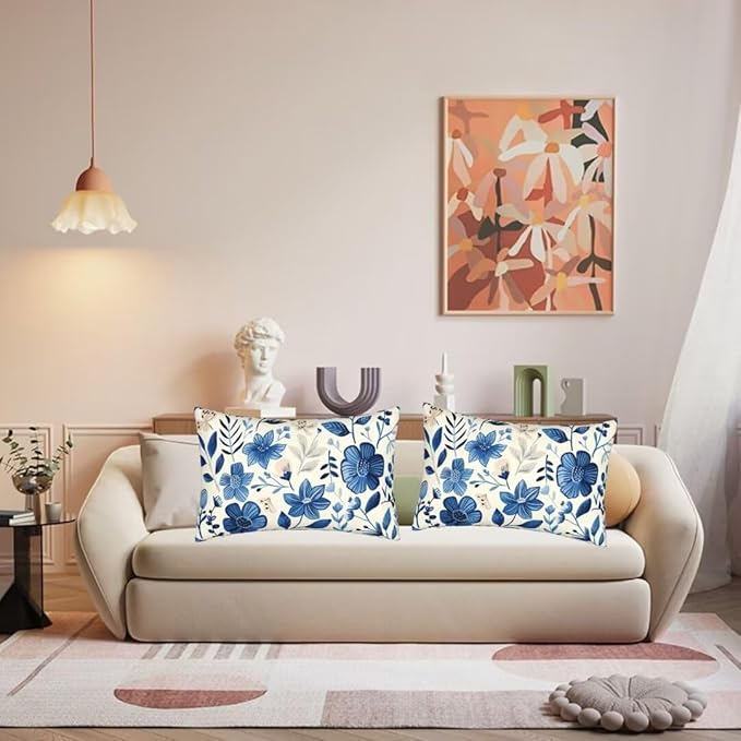Throw Pillow Covers 28x35 Inch Pillow Covers Set of 2 Couch Pillows for Living Room, Blue Throw Pillows with Invisible Zipper, Soft Accent Pillows Decorative Pillows Farmhouse Decor, Scandinavian J334