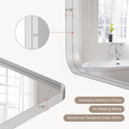 36x36"Bathroom Vanity Mirror for Wall, Aluminum Framed, Farmhouse Rectangle, Anti-Rust, HD Reflection Anti-Desilvering, Distortion Free, Tempered and Shatter-Proof Wall Mounted Mirror, Silver