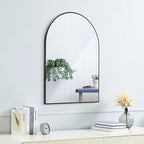 24x16 Arch Mirror Rectangle Wall Mounted Metal Frame Mirrors for Entryway Bedroom Bathroom Living Room 16 24 inch Black