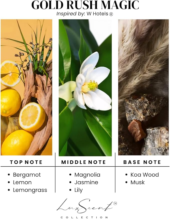 Aroma Diffuser Oil 500ML Gold Rush Magic - Waterless Essential Oil for diffusers - Luxury Hotel Fragrance - Oils for Aromatherapy - Fits in Any Diffuser (500ML, Gold Rush Magic)