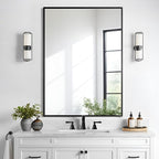Bathroom Mirror 28x36 Inch, Black Frame Mirror 28"x36", Rectangle Wall Mounted Mirror, Metal Framed Vanity Mirror for Wall 28 by 36, Modern Mirror Hangs Horizontal Or Vertical