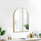 24x16 Arch Mirror Rectangle Wall Mounted Metal Frame Mirrors for Entryway Bedroom Bathroom Living Room 24 16 inch Gold