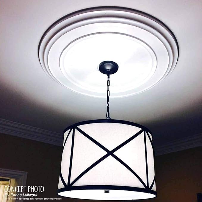 Ekena Millwork CM12BR Bradford Ceiling Medallion, 12 1/2"OD x 3 7/8"ID x 3/4"P (Fits Canopies up to 6 5/8"), Primed