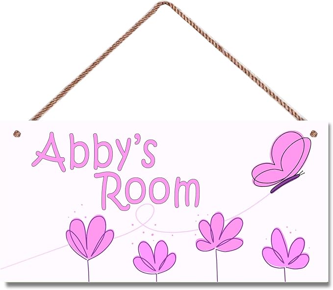 Personalized Pink Butterfly Sign Vintage Signs Retro Wall Art Decoration Exquisite Decorative Signs Custom Name Kids Room Flowers Wall Art Decor Nursery Decor For Kids Bedroom