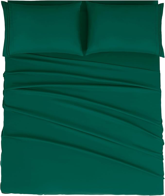 Mejoroom Full Size Sheet Sets - 16 Inch Deep Pocket Sheets & Pillowcase Sets - 1800 Collection Microfiber Bed Sheet Set - Extra Soft, Fade & Wrinkle Resistant - 4 Piece (Full, Emerald Green)