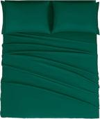 Mejoroom Full Size Sheet Sets - 16 Inch Deep Pocket Sheets & Pillowcase Sets - 1800 Collection Microfiber Bed Sheet Set - Extra Soft, Fade & Wrinkle Resistant - 4 Piece (Full, Emerald Green)