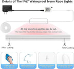 Neon Rope Lights,100FT RGB Led Strip Lights, Waterproof IP67, DIY Design, Music Sync, 44 Keys Remote Control, Multiple Modes, for Living Room, Bedroom, Holiday Decoration
