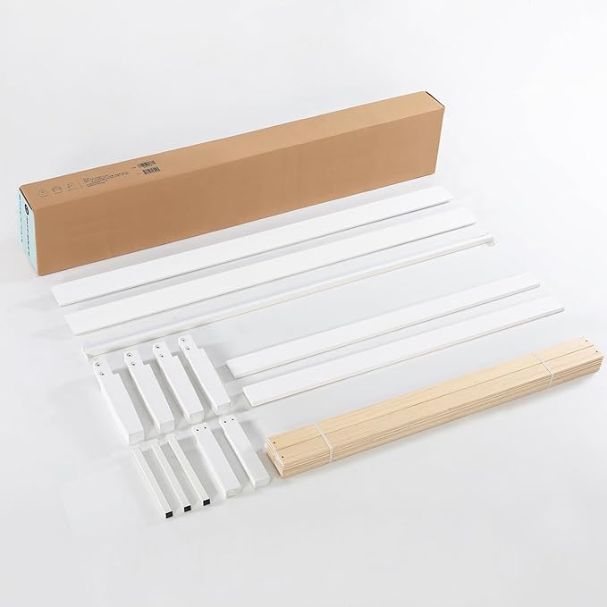 Mellow Naturalista Classic 16 Inch Solid Wood Platform Bed with Wooden Slats, White, Twin