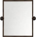 TEHOME Pivot Mirror Oil Rubbed Bronze Tilt Rectangle Bathroom Mirror Tilting Metal Framed Beveled Vanity Mirrors, Overall 23.9 x 24 inches (Mirrror 20 x 24 inches)