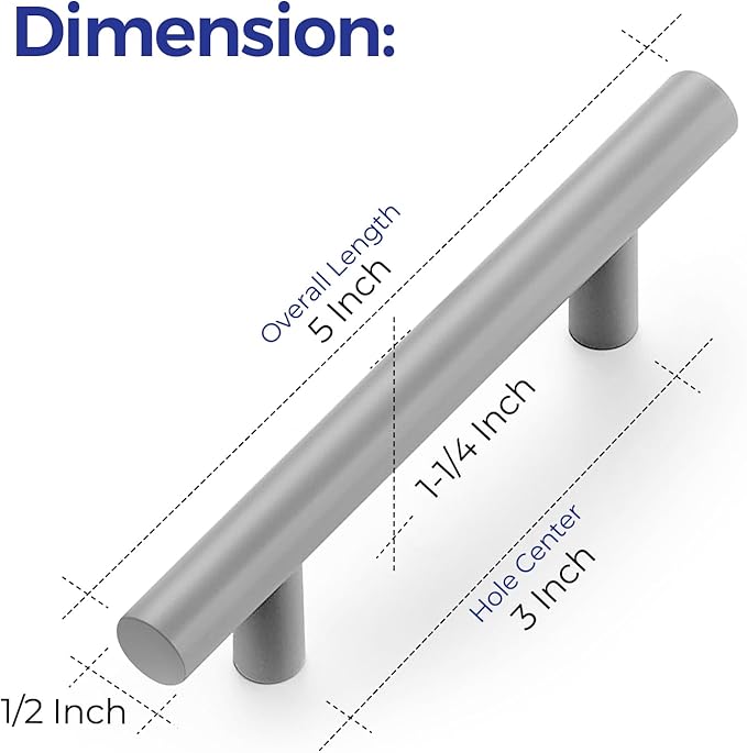 Ravinte 40 Pack | 5 Inch Cabinet Pulls Grey Stainless Steel Kitchen Drawer Pulls Cabinet Handles 5 InchLength, 3 Inch Hole Center