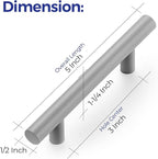 Ravinte 24 Pack | 5 Inch Cabinet Pulls Grey Stainless Steel Kitchen Drawer Pulls Cabinet Handles 5 InchLength, 3 Inch Hole Center