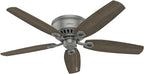Hunter 52 inch Indoor Ceiling Fan with LED Lights - Ceiling Fan with Pull Chain, For Bedroom, Living Room, or Kitchen, Low Profile Mount, No Remote, 5 Blades - Builder 51113, Matte Silver