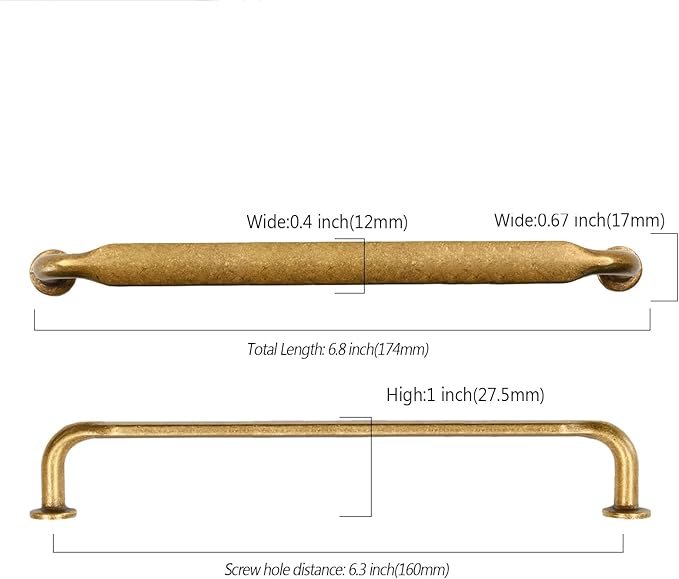 Asidrama 20 Pack 6.3 Inch(160mm) Antique Brass Kitchen Cabinet Handles, Cabinet Pulls Vintage Retro Kitchen Cabinet Hardware for Cupboard Drawer Pulls