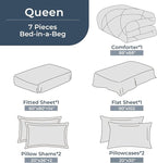 HEVUMYI Light Green Queen Comforter Set - 7-Piece All Season Bed in a Bag Queen, Ultra Soft Bedding Set with Comforter, Flat Sheet, Fitted Sheet, Pillowcases, Pillow Shams
