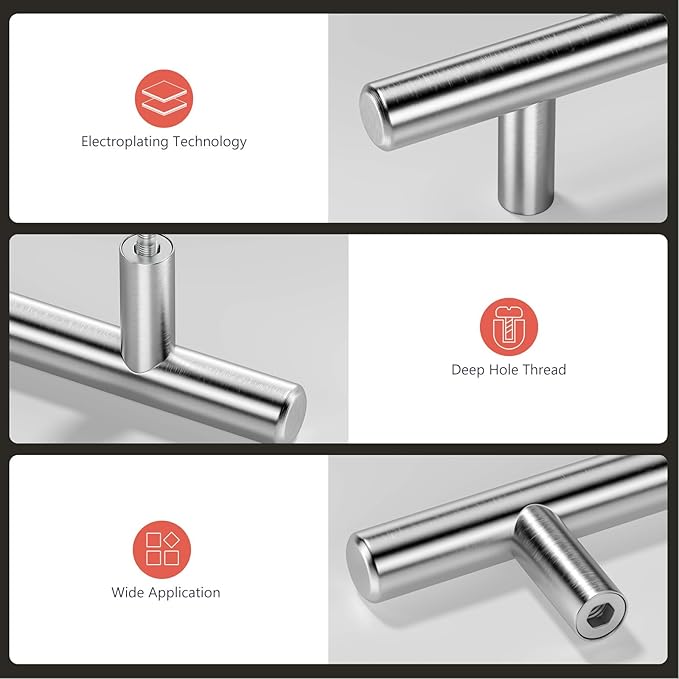 homdiy Kitchen Cabinet Handles Brushed Nickel Drawer Pulls 400 Pack 4in (102mm) Hole Centers Cabinet Pulls Brushed Nickel Cabinet Pulls Cupboard Handles Drawer Handles