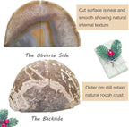 AMOYSTONE Geode Bookends Agate Shelve Decor Crystal Book Ends for Heavy Books Nature Brown with Rubber Bumper(1 Pair, 3-4 LBS)