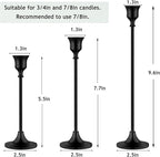 6PCS Black Candlestick Holders Taper Candle Holders Metal Candle Sticks Holder Decor for Halloween Friendsgiving Thanksgiving Decorations Christmas Dinning Table Fireplace Home