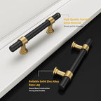 goldenwarm 10 Pack Black and Gold Cabinet Pulls 3-3/4 Inch Kitchen Cabinet Handles Black Kitchen Drawer Pulls for Dresser Bathroom Modern Hardware,Zinc Alloy Base