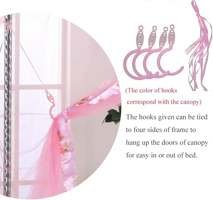 Canopy Bed Curtains Twin - 4 Corner Canopy for Beds, Bed Canopy for Girls Adult, Bedroom Decor (Twin Size, White)