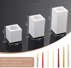 LETINE 12pcs White Vertical Stripe Glass Candlestick Holders - Modern Farmhouse Taper Candle Sticks Holder Set for Elegant Dining & Home Decor,Ideal Candle Holders for Wall, Living Room Decor