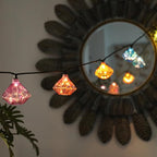 Vigdur Lantern String Lights - Multicolor Decorative String Lights Plug in with 10 Diamond Shaped Bulbs, Indoor String Light for Xmas Party Wedding Bedroom Patio Decor